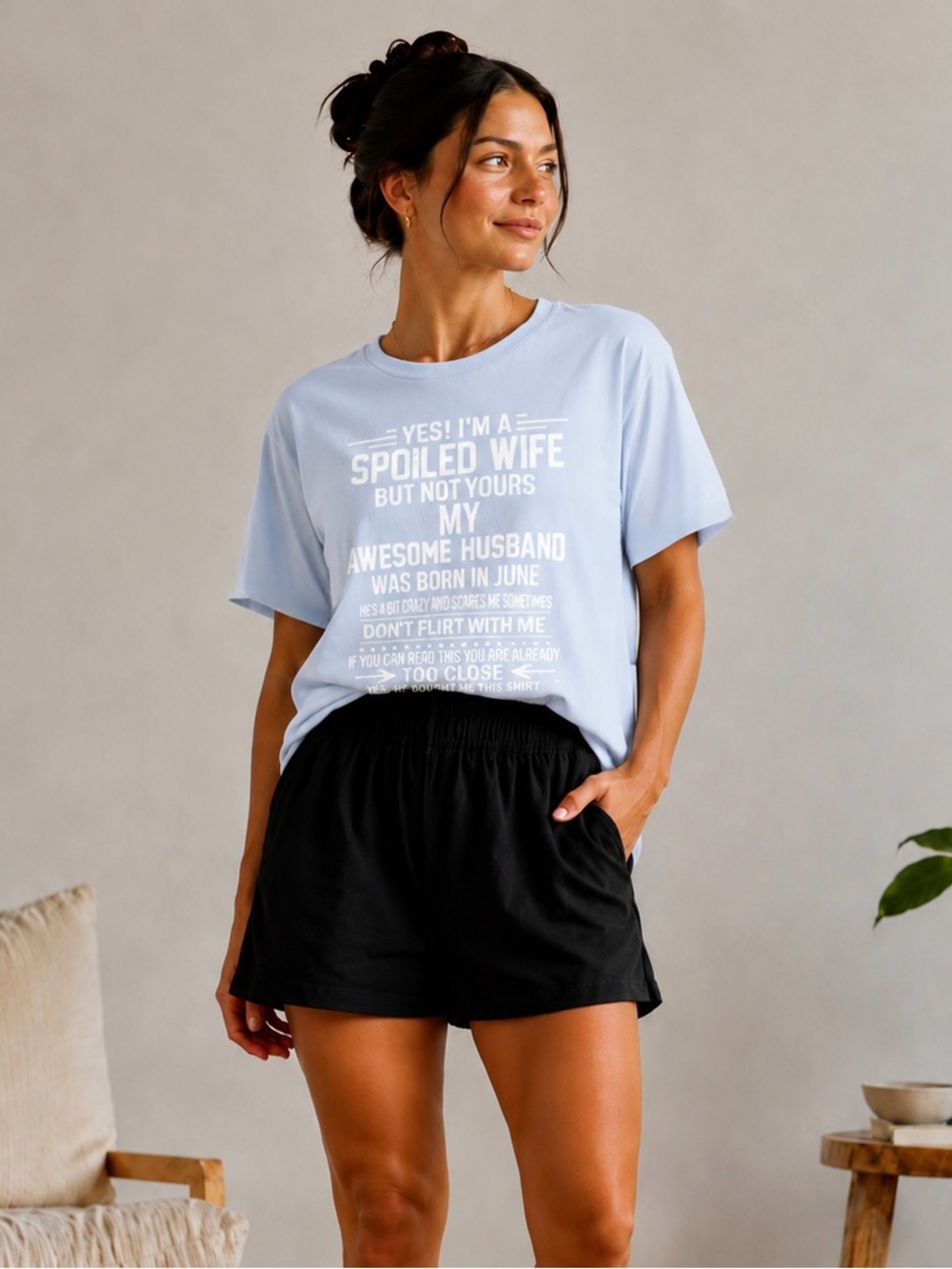 💙 GILDAN Light Blue Graphic Funny T-Shirt